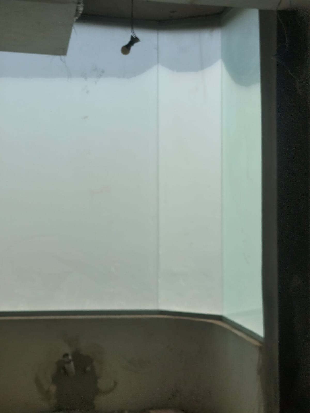Frameless glass office partition with city view